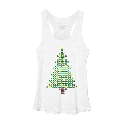 Women's Design By Humans Christmas Tree Cross Stitch By BettySue Racerback Tank Top