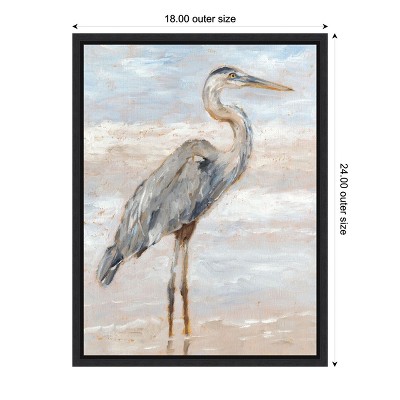 Ethan Harper Beach Heron I Canvas Print in Sylvie Black Frame