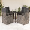 vidaXL 5 Piece Patio Dining Set with Cushions Gray Poly Rattan - 31.5" Table Length Without Footrest 4 Items - 2 of 4