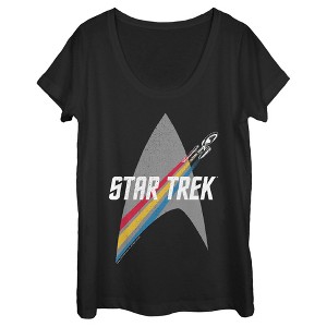 Women's Star Trek Enterprise Starfleet Rainbow Streak Scoop Neck - 1 of 4