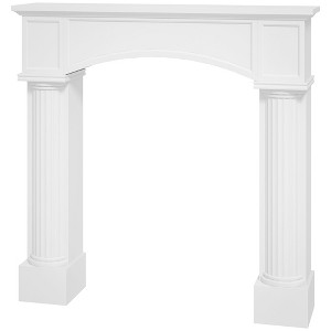 Aghana Digitals 43.3" W White Freestanding Fireplace Mantel, Fir Wood & MDF Surround with - 1 of 4