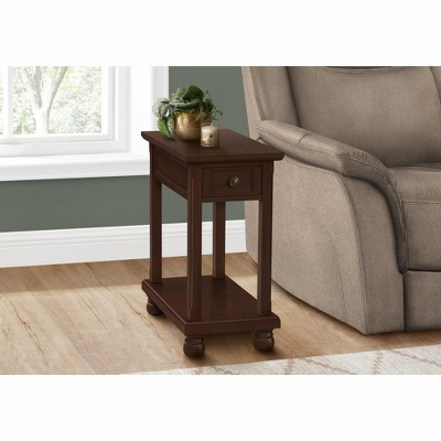 Monarch Specialties Accent Table End Side Table Narrow Nightstand Bedroom Lamp Storage Drawer Brown Veneer Traditional