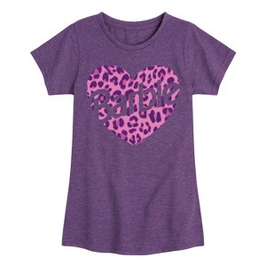 Girls' - Barbie - Leopard Heart Logo Fitted Short Sleeve Graphic T-Shirt - 1 of 3