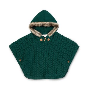 Hope & Henry Girls' Cable Sweater Cape with Hood, Kids - 1 of 4