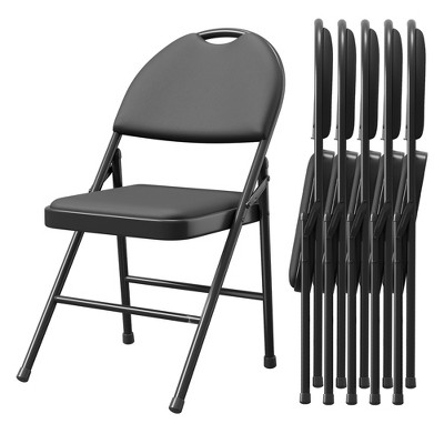 2/4/6 Pack Folding Chairs, PU Leather Cushions, 350Lb Capacity, Stackable Indoor/Outdoor