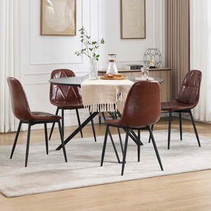 Dining Chair Set,Faux Leather Dining Chairs With Metal Legs And High Back,Kitchen Chairs,Armless Chairs For Dining Room-Cuddlewood - 1 of 4