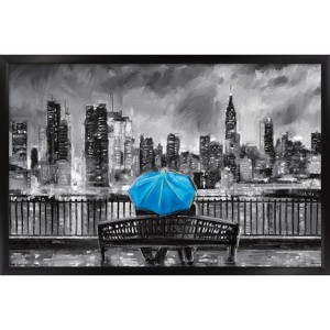 Trends International PD Moreno - Fine Art - Blue Umbrella Framed Wall Poster Prints - 1 of 4