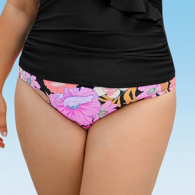 Women's Vibrant Floral Mid Rise Plus Size Swim Bottoms - Cupshe