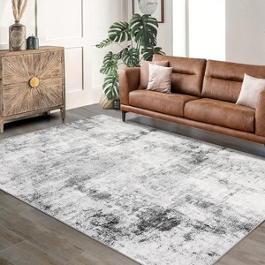 Machine Washable Area Rugs Lightweight Throw Soft Carpet Boho Botanical Floral Ultra-Thin Indoor Rug - 1 of 4