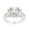 Slickblue Women's Emerald Cut Triplet Engagement Ring, Clear CZ with Rhodium Plating, Size 5-10 - 2 of 4