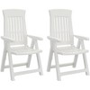 vidaXL Modern Style 2-Piece Patio Reclining Chairs Set - Lightweight, Foldable & Adjustable Backrest - White Polypropylene Outdoor Chairs - 2 of 4