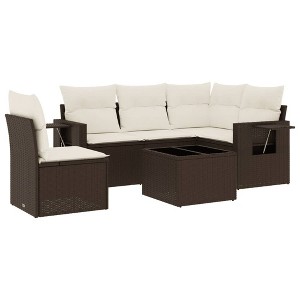 vidaXL Garden Sofa Set Brown - 1 of 4