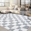 Acekool 2x6 Washable Plaid Rug – Modern Non-Slip Hallway Carpet, Stain-Resistant Geometric Design in Coastal Blue - 2 of 4