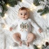 The Juniper Shop Holly Leaves Coquette Baby Long Sleeve Bodysuit - 6 Month - White - 2 of 3