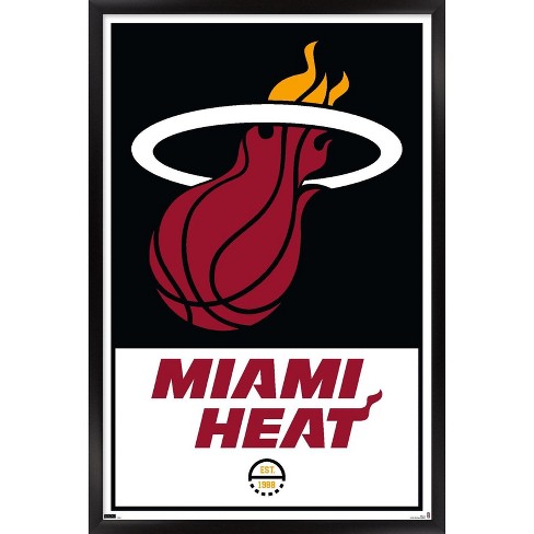 Trends International NBA Miami Heat - Logo 21 Framed Wall Poster Prints  Black Framed Version 14.725 x 22.375