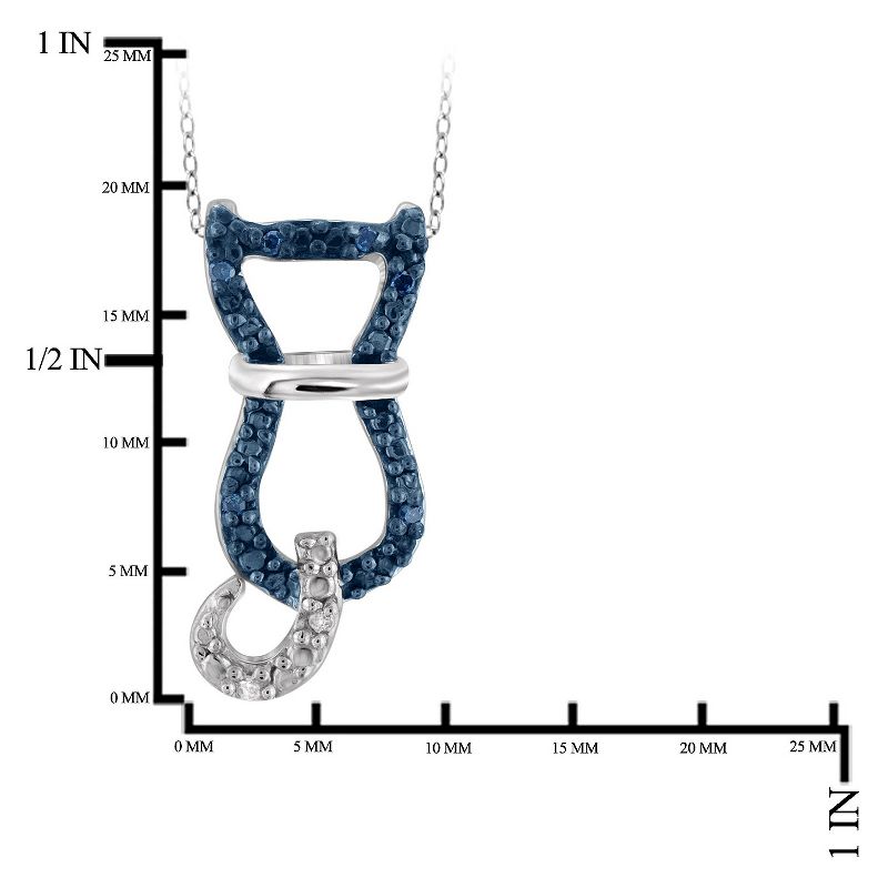 120 CT. T.W. Round-Cut Blue and White Diamond Pave Set Cat Pendant - White (18"), 2 of 3