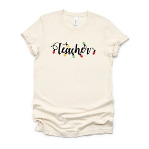Simply Sage Market Teacher Christmas Lights Short Sleeve Tee - M - Cream - 1 of 4