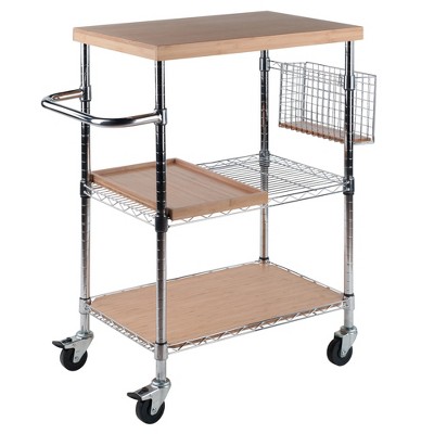 Utility Cart With Cutting Board Wood/natural - Winsome : Target