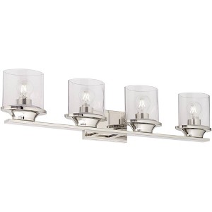 Possini Euro Design Amalia Modern Wall Light Polished Nickel Hardwire 34" 4-Light Fixture Clear Glass for Bedroom Bathroom Vanity Reading Living Room - 1 of 4