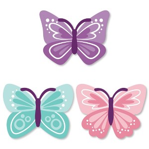 Big Dot of Happiness Beautiful Butterfly - DIY Shaped Floral Baby Shower or Birthday Party Cut-Outs - 24 Count - 1 of 4