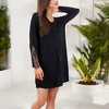 Anna-Kaci Women's Long Sleeve Button-Front Nightdress with Lace Shoulder and Sleeve Detail - 3 of 4