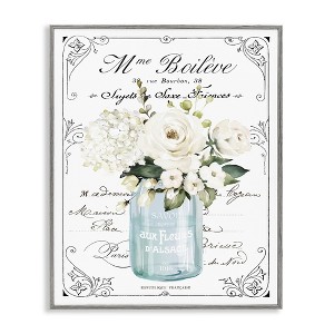 Stupell Industries Vintage Parisian Floral Bouquet White Farmhouse Flowers Framed Giclee Art, Gray, 11" x 14" - 1 of 4