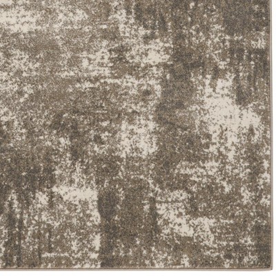 Beige Abstract Synthetic 2' x 7' Area Rug