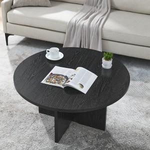 KTMBDW Round Coffee Table, Mid Century Modern Coffee Table with Cross Legs for Living Room and Office - 1 of 4