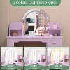 TackView Kids Vanity with Lighted Mirror & Stool, Girls Vanity Desk with Bookshelf, Drawer, Open Shelves & Accessories - 4 of 4