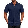 COOFANDY Men's Short Sleeve Button Down Shirts Casual Dress Shirts for Men Untucked Shirt with Pocket - 2 of 4