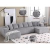 131'' Modular Sectional Couch, U-Shaped Sofa, Chaise Lounge, Striped Fabric, Upholstered 4 Seater Couch, Free Combination Sofa-Cuddlewood - 3 of 4