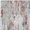 Gray Blue and Red Abstract Power Loom Area Rug With Fringe - 4 of 4