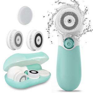 Attop Electric Facial Cleansing Brush - 3 Brush Heads & 2 Speeds for Deep Cleaning, Blackhead Removal & Massage (Pink/White) - 1 of 4