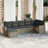vidaXL 7 Piece Patio Sofa Set with Cushions Gray Poly Rattan - Without Table - 2 of 4