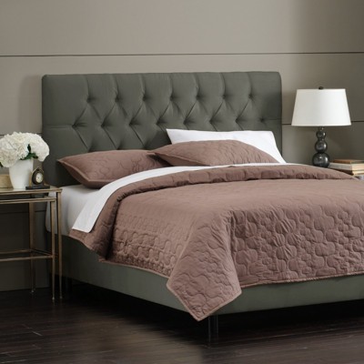 Full Jasmine Tufted Upholstered Bed Velvet Pewter - Cloth & Co., Silver