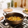 Bloomhouse Natural Bronze Finish 13-Inch Round Cast Iron Everyday Pan & Olive Wood Trivet - 2 of 4