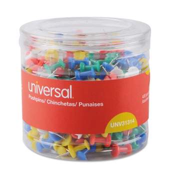 Universal Colored Push Pins Plastic Assorted 3/8" 400/Pack 31314