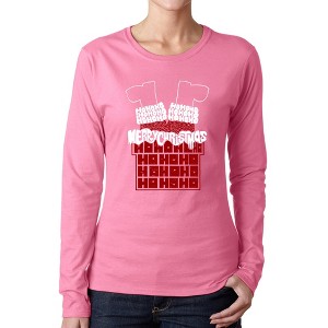 LA Pop Art Chimney Santa - Women's Word Art Long Sleeve T-Shirt - 1 of 4