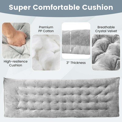 Gray Crystal Velvet Rectangular Camping Cot Pad with Foam Filling