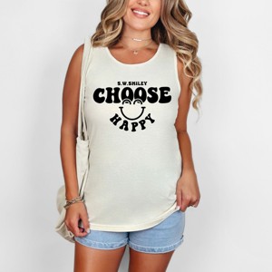 Simply Sage Market S.W.Smiley Choose Happy Bold Smiley Face Garment Dyed Tank - 1 of 4
