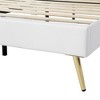 Upholstered Bed Frame with LED Lights,Modern Upholstered Princess Bed With Crown Headboard - 3 of 4