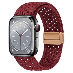 HTUTWOO Hollow Breathable Apple Watch Band, Woven Nylon Magnetic Strap 38/40/41/42/44/45/46/49mm for iWatch Series 10 9 8 7 6 5 4 3 2 1 SE Ultra - 1 of 4
