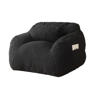 MAXYOYO Giant Bean Bag Chair with Pillow, Fuzzy Comfy Large Bean Bag Chair Couch for Reading and Gaming, Black - 1 of 4