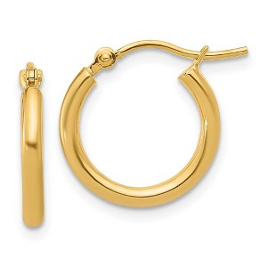 Black Bow Jewelry 2mm Round Hoop Earrings in 10k Yellow Gold, 13mm (1/2 Inch) - 1 of 4