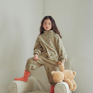 MyKids-USA Baby Girl High Neck Jacquard Thick Warm Two Pieces Sets - 1 of 4
