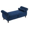 Modern Upholstered Velvet Multifunctional Ottoman Fabric Storage Ottoman Bench Traditional for living roomblue-Christopher Knight Home - 2 of 4