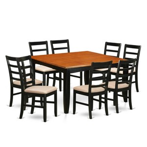 HomeStock 9-Piece Square Black Finish Solid Wood Top Dining Table with 8-Chairs - 1 of 4