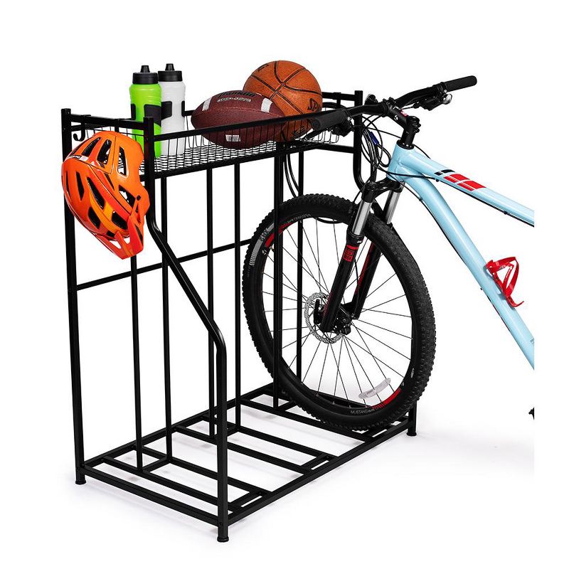 BirdRock Home 3-Bike Stand Rack with Storage - Black, 4 of 8