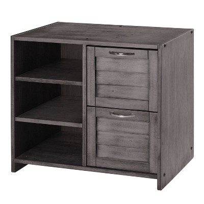 Louver Low Loft 2 Drawer Chest with Shelves Antique Gray - Donco Kids