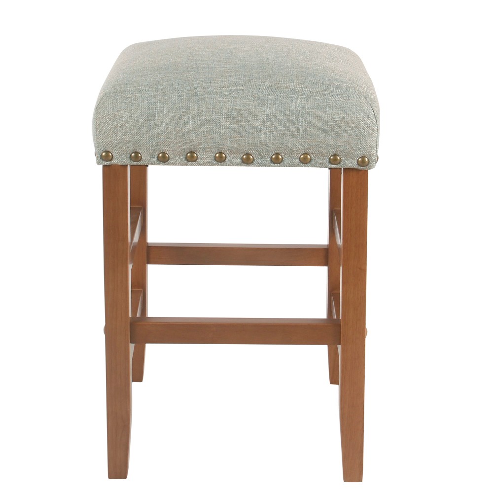 24 Backless Counter Stool with Nailheads Vapor Teal - Homepop was $149.99 now $112.49 (25.0% off)